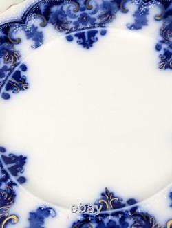 Set of 6 Johnson Bros. England Flow Blue Georgia Dinner Plates 10 Antique