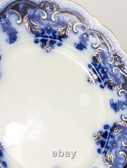 Set of 6 Johnson Bros. England Flow Blue Georgia Dinner Plates 10 Antique