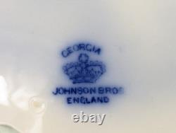 Set of 6 Johnson Bros. England Flow Blue Georgia Dinner Plates 10 Antique