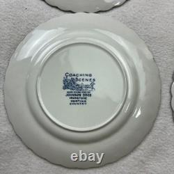Set of 6 Johnson Brothers England Coaching Scenes 6.25 Salad Plates Blue White