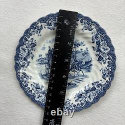 Set of 6 Johnson Brothers England Coaching Scenes 6.25 Salad Plates Blue White