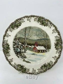 Set of 6 Johnson Brothers Friendly Village Dinner Plates Autumn Mists, Bridge ++