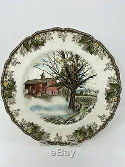 Set of 6 Johnson Brothers Friendly Village Dinner Plates Autumn Mists, Bridge ++