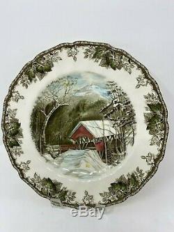 Set of 6 Johnson Brothers Friendly Village Dinner Plates Autumn Mists, Bridge ++