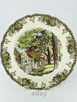 Set of 6 Johnson Brothers Friendly Village Dinner Plates Autumn Mists, Bridge ++