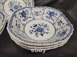 Set of 6 Johnson Brothers INDIES 6 Square Cereal Bowls England BLUE & White