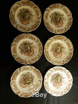Set of 6 Johnson Brothers Wild Turkey Windsor Ware Salad/Dessert Plates 8