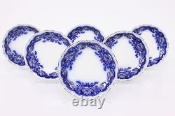 Set of 6 Victorian Antique Oregon Flow Blue China Bowls, Johnson Bros #42978