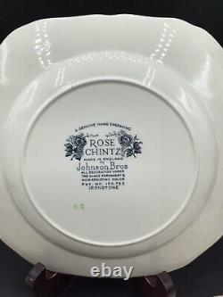 Set of 6 Vintage Johnson Bros Rose Chintz Pink Square Salad Plates 7 5/8