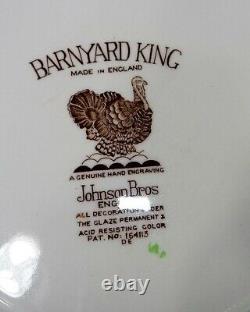Set of 6 Vtg Johnson Brothers BARNYARD KING Dinner Plates 10 3/4 Turkey England