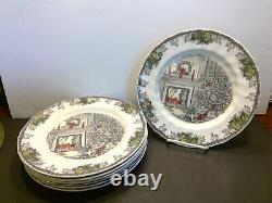 Set of 7 Johnson Brothers Merry Christmas 10 5/8 Dinner Plates