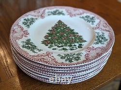Set of 8 Dinner Plates Johnson Brothers Old Britain Castles Pink Christmas