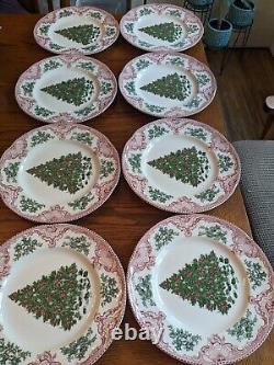 Set of 8 Dinner Plates Johnson Brothers Old Britain Castles Pink Christmas