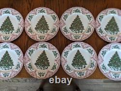 Set of 8 Dinner Plates Johnson Brothers Old Britain Castles Pink Christmas