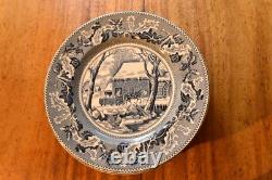 Set of 8 Johnson Bros Historic America Blue Thanksgiving Frozen Up Dinner Plate