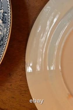 Set of 8 Johnson Bros Historic America Blue Thanksgiving Frozen Up Dinner Plate