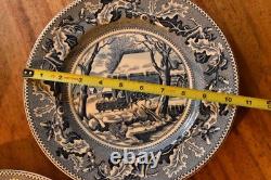 Set of 8 Johnson Bros Historic America Blue Thanksgiving Frozen Up Dinner Plate