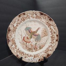 Set of 8 Johnson Brothers Wild Turkeys Brown 10 3/4 Dinner Plate Flying Turkey
