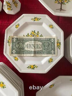 Set of 8 Vintage Johnson Brothers England Lemon Tree Octagonal Salad Plates