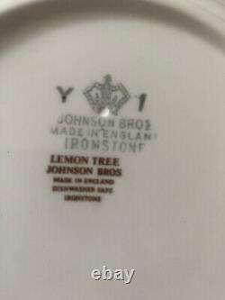 Set of 8 Vintage Johnson Brothers England Lemon Tree Octagonal Salad Plates