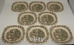 Set of 8 Vintage Johnson Brothers MERRY CHRISTMAS Square Salad Plates ENGLAND