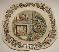 Set of 8 Vintage Johnson Brothers MERRY CHRISTMAS Square Salad Plates ENGLAND