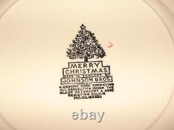 Set of 8 Vintage Johnson Brothers MERRY CHRISTMAS Square Salad Plates ENGLAND
