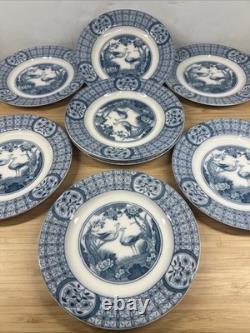 Set of 9 Johnson Bros Mongolia Blue White 7 Bread Plates England