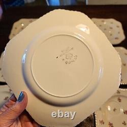 Set of 9 Vtg Johnson Bros Old English Pink Rose Square Salad 7.75 Plate Brother