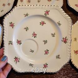 Set of 9 Vtg Johnson Bros Old English Pink Rose Square Salad 7.75 Plate Brother