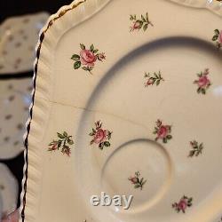 Set of 9 Vtg Johnson Bros Old English Pink Rose Square Salad 7.75 Plate Brother