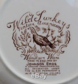 Set of FOUR Johnson Brothers Windsor Ware Wild Turkeys Soup Bowls Bowl ENGLAND