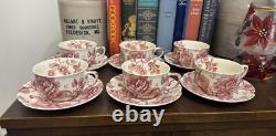 Set of Six 6 Johnson Bros England English Chippendale Cups & Saucers Set of Six 6 Johnson Bros England English Chippendale Cups & Saucers