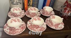 Set of Six 6 Johnson Bros England English Chippendale Cups & Saucers Set of Six 6 Johnson Bros England English Chippendale Cups & Saucers