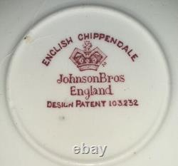 Set of Six 6 Johnson Bros England English Chippendale Cups & Saucers Set of Six 6 Johnson Bros England English Chippendale Cups & Saucers