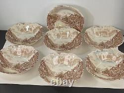 Set of seven Johnson Bros ironstone old English countryside England bowls 6.25
