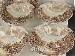 Set of seven Johnson Bros ironstone old English countryside England bowls 6.25