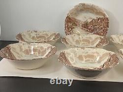 Set of seven Johnson Bros ironstone old English countryside England bowls 6.25