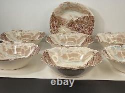 Set of seven Johnson Bros ironstone old English countryside England bowls 6.25