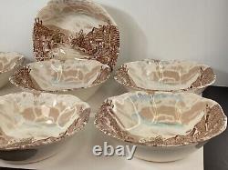 Set of seven Johnson Bros ironstone old English countryside England bowls 6.25