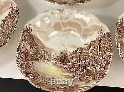 Set of seven Johnson Bros ironstone old English countryside England bowls 6.25