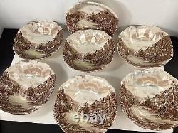 Set of seven Johnson Bros ironstone old English countryside England bowls 6.25
