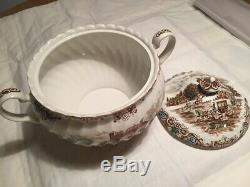 Soup Tureen Bowl Family Gatherings Johnson Brothers HERITAGE HALL BROWN MULTI