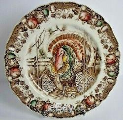 Thanksgiving Set (6) Turkey Plates Johnson Bros HIS MAJESTY VTG England Old Mark