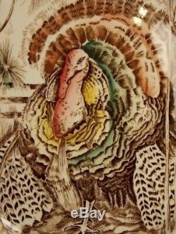 Thanksgiving Set (6) Turkey Plates Johnson Bros HIS MAJESTY VTG England Old Mark