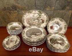 The Friendly Village Johnson Bros Eight Piece Setting With Serving Bowl & Platter