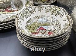 The Friendly Village Johnson Brothers 31 Piece Set Plates, Bowls, Cups & Saucers