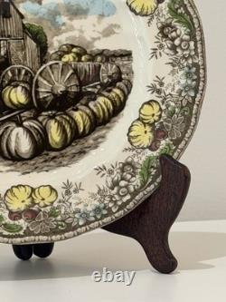 The Friendly Village by Johnson Bros. Fall Luncheon Plates Set 4 RARE & NWT