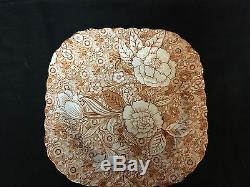Tiffany & Co Brown White Square Floral Plates Liberty Johnson Brothers Set of 6