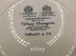 Tiffany & Co Ironstone Menagerie Plates Johnson Brothers England Set of 4 Blue